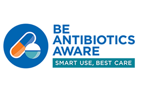logo stating "be antibiotics aware. Smart use, best care"